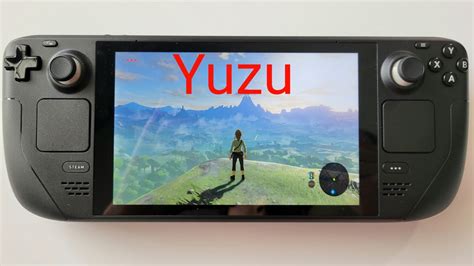 Performance comparison overview showing gameplay of Zelda Breath of the Wild running on the Steam deck using both Yuzu 1374 and Cemu 1.27.1 emulators, curre.... 