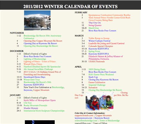 Breckenridge Calendar