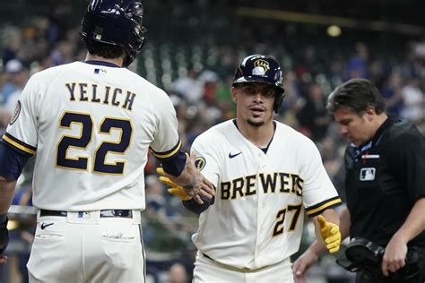 Brewers place shortstop Willy Adames on concussion list after hit in head by teammate’s foul ball