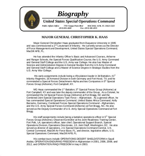 Brian j mccarthy biography template pdf