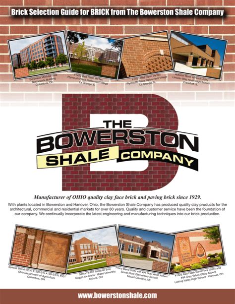 Brick Selection Guide for BRICK from The Bowerston Shale …