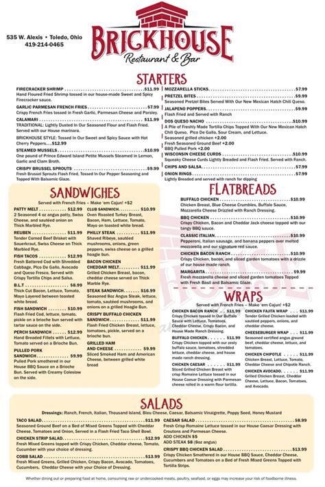 Brickhouse restaurant toledo ohio. The Brickhouse Bar & Grill Sebring in Sebring, OH. Call us at (330) 851-7050. Check out our location and hours, and latest menu with photos and reviews. 