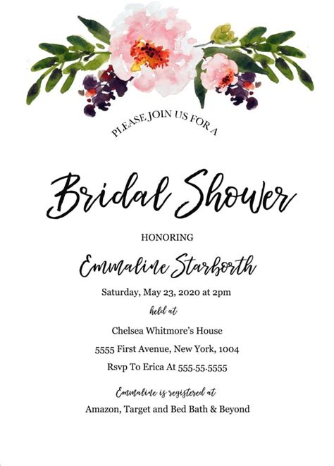 Bridal Shower Invitation Template Free