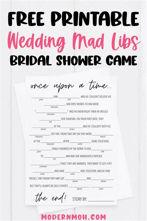 Bridal Shower Mad Libs Free Printable Modern Moh