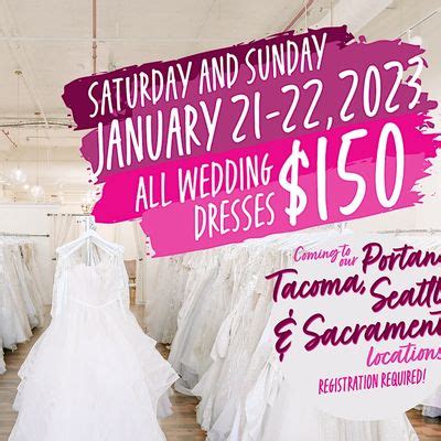 Brides for a cause. Visit any of our Brides for a Cause locations on the 24th of the month for the discount! The only exception to the sale this year is in December when the 24% off won’t be happening on December 24 since we’re closed and it coincides with our End of Year Sale, when everything is 30% off from December 15-31! Room reservations are required to shop! 