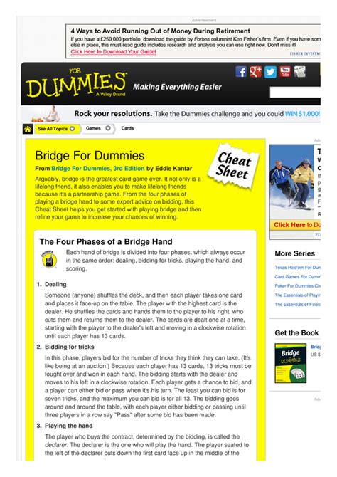 Bridge For Dummies Cheat Sheet by Cheatography Download free from