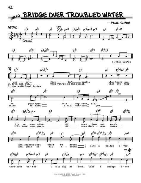 Bridge Over Troubled Water Sheet Music Simon & Garfunkel Alto Sax Solo