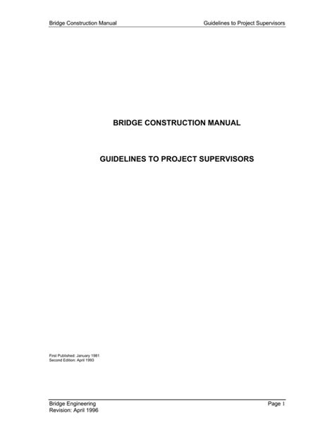 Bridge construction manual guidelines to project supervisors. - World history jarrett guide and answer key.