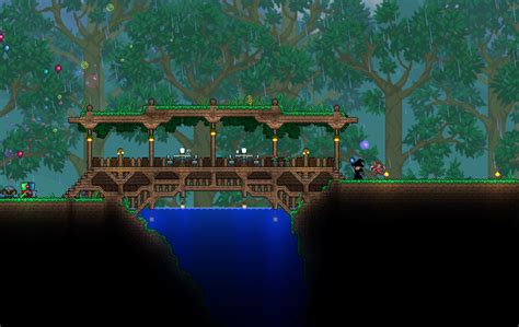 Build a Bridge. Some Terraria players find it expedient to build a bridge across the upper reaches of the world. A long, flat bridge spanning the width of the map has many advantages.(You will .... 