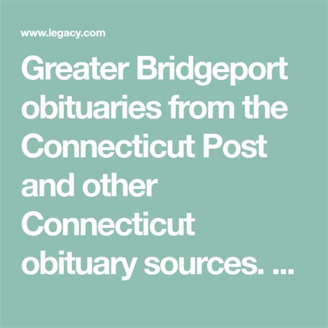 Bridgeport post newspaper ct obituaries. Things To Know About Bridgeport post newspaper ct obituaries. 