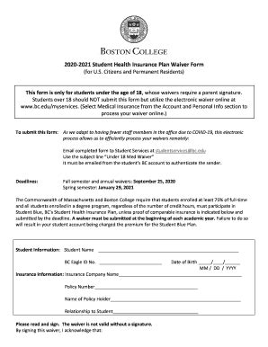 Bridgewater state university health insurance waiver. Enrollment confirmation will be sent. Students may be eligible to enroll after their open enrollment/waiver period only with a qualifying event such as losing or aging out of their insurance coverage. Contact Gallagher Student Health for the application process at 888-538-0602. 