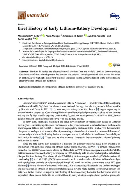 Brief History of Early Lithium-Battery Development - ResearchGate