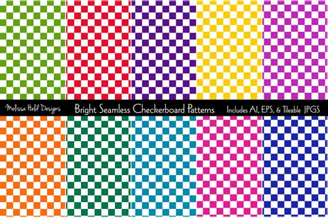 Bright Seamless Checkerboard Patterns (552493) Patterns Design Bundles