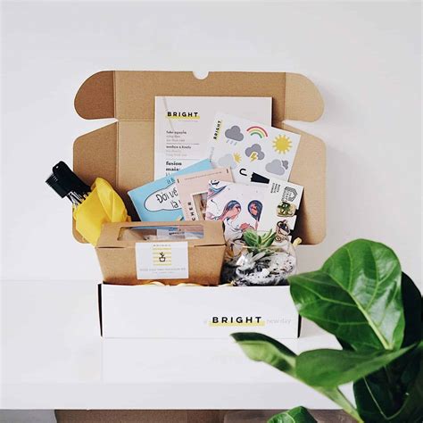 Bright box. Make your good intentions a reality. Brighten a day with happy mail! Affordable care packages for any occasion starting at just $5 shipped! Include a personal note, custom card & a package full of goodies. $5 Confetti Cards, $10 Custom Boxes & $15 Curated Boxes available. Free shipping to the US! 