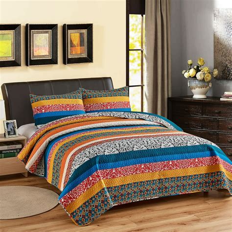 bright colored comforters. 