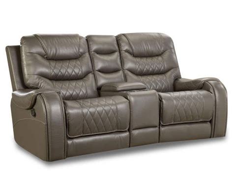 Brighton Gray Faux Leather Reclining Console Loveseat - Big Lots