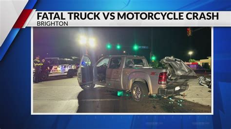 Brighton PD investigate deadly crash between motorcycle, truck