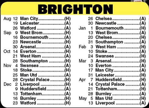 Brighton fixtures & results: 2024/23 season - 90min