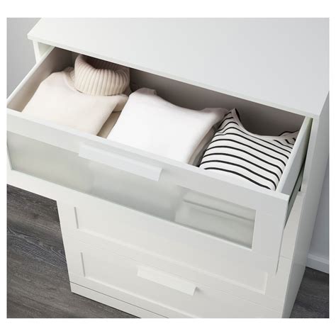 ** Packaging --This product comes as 3 packages. BRIMNES Chest of 4 drawers. This product has multiple packages. Width: 44 cm. Height: 7 cm. Length: 82 cm.