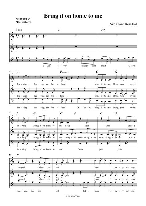 Bring It On Home To Me Sheet Music Direct