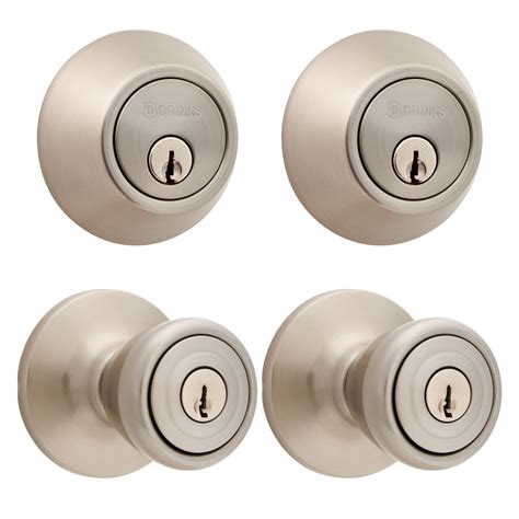 About this item. Meets ANSI Grade 3 standards for pick, drill and bump resistance. Includes durable all metal construction and an anti-pry shield. 4-way adjustable latch that fits any 2-3/8" or 2-3/4" backset and high security and exterior locking. Bell knob fits all doors 1-3/8" to 1-3/4" thick. Lifetime Warranty.. 