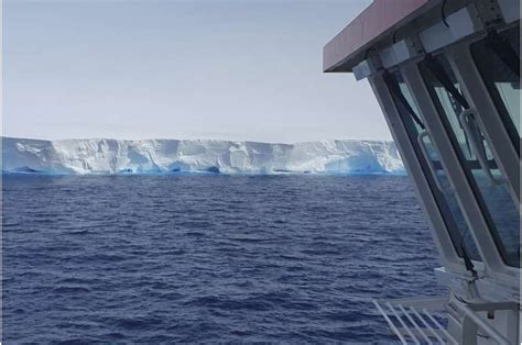 British research ship crosses paths with world’s largest iceberg as it drifts out of Antarctica