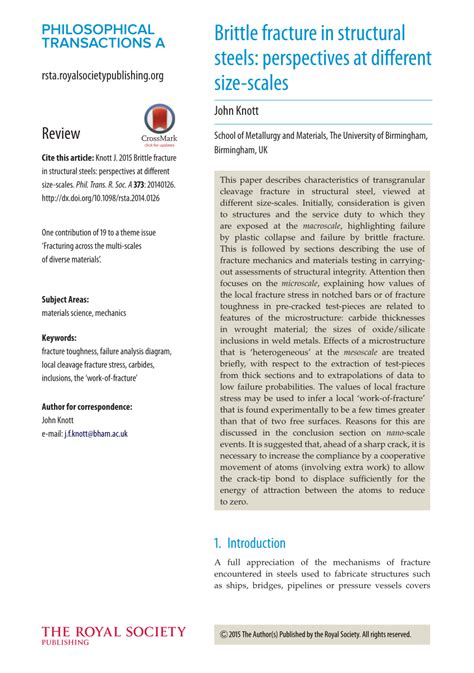 Brittle fracture in structural steels: perspectives at different size ...