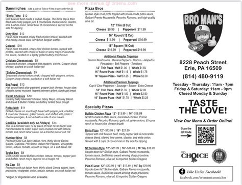 Bro man's sammiches menu. View the Menu of Bro Man's Sammiches, Birria & Burgers in 8228 Peach St, Erie, PA. Share it with friends or find your next meal. 🚚 Award-winning food... 