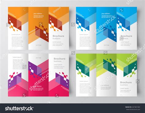 Brochure Design Template TriFold Color Stripes Abstract Stock Vector