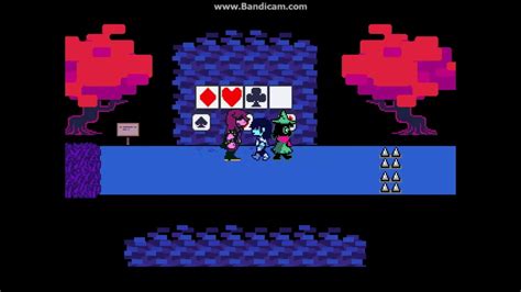 After grabbing the Broken Key in Deltarune, the game will provide hints on where to find the rest of its pieces. To find the first piece, fast travel over to the Bake Sale and move left. Walk past the area where the two Bloxers are, and keep moving to find a room with the black and white dancers that block the path ahead.