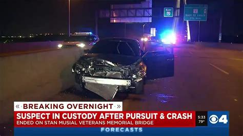 Broken taillight leads to lengthy police chase, crash near Stan Musial Bridge