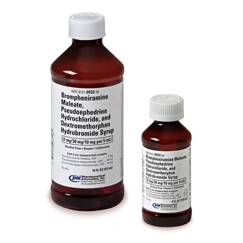 Bromphenir pseudoephed dm syrup child dosage. They both contain antihistamine. . The ingredients are: Brompheniramine Maleate, USP . . . . . . . . 2 mg/5ml Pseudoephedrine Hydrochloride, USP . . . . . 30 mg/5ml Dextromethorphan Hydrobromide ... 