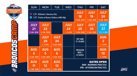 Broncos training camp schedule announced