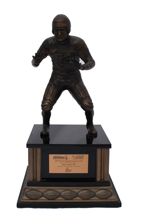 The Bronko Nagurski Trophy has been awarded annually since 1993 to the collegiate American football defensive player adjudged by the membership of the Football Writers Association of America to be the best in the National Collegiate Athletic Association. The award is named for Bronko Nagurski, who played football for the University of …. 