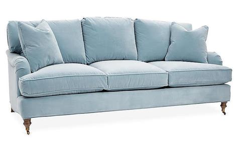 Brooke Light Blue Velvet 3 Seat Sofa - DecorPad