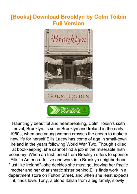 Brooklyn by Colm Toibin Flashcards Quizlet