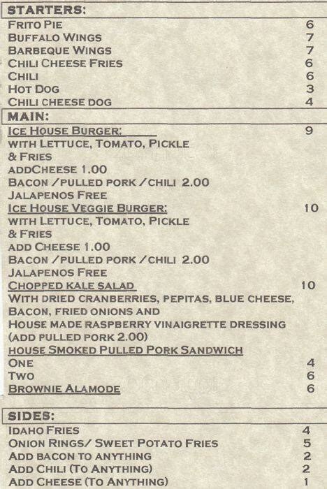 Brooklyn Ice House menu. Proceed to the restaurant's website. Menus of restaurants nearby. Murphy's Tavern menu #9740 of 51301 places to eat in New York City. Threes Brewing menu #10029 of 51301 places to eat in …. 