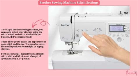 Brother sewing machine stitch settings.  Install the zigzag presser foot if not alr...