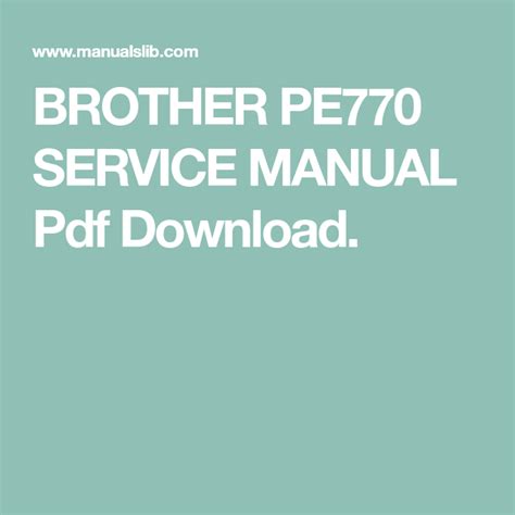 Brothers Pe770 Manual