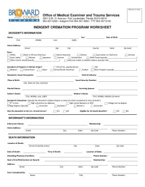 Broward county indigent cremation program.  This program is designed to a...
