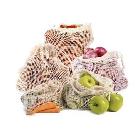 Brown Cotton Net Fridge Bags, for Vegetable Packaging