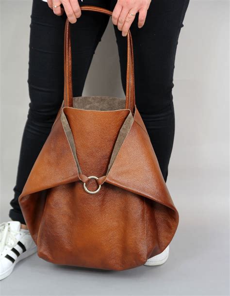 Brown Leather Slouch Bag - Etsy UK