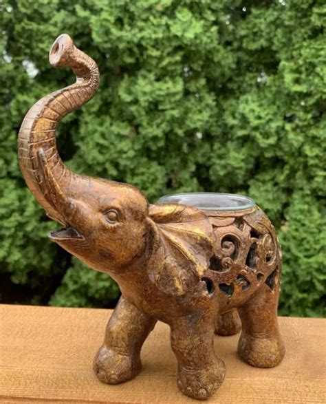 Brown Metal Elephant Votive Candle Holder Figurine Detailed …