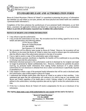 Brown and Toland Prior Authorization Form Fill Out and Sign Printable