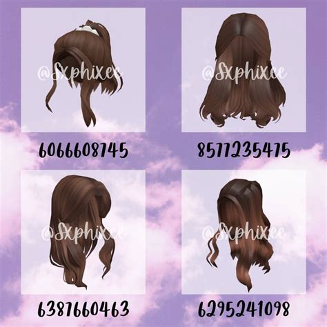 60+ Aesthetic Brown Hair Codes / IDs For Brookhaven & Bloxburg [Girls & Boys] ~NEW Brunette~ ROBLOX. HandN. 847K subscribers. Join. Subscribe. 2.3K. …. 
