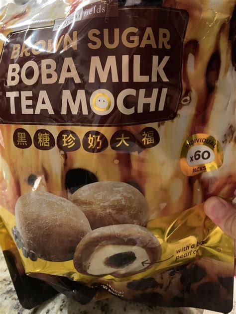 Brown sugar boba milk tea mochi costco. Side bar - the boba in these ice cream bars is actually mochi, shaped in balls, due to actual tapioca balls / bubbles / boba not being able to freeze without getting rock hard, so while it’s a “boba” bar in terms of marketing and look, it’s actually mochi. The brand from Costco is also pretty middling for these bars. 