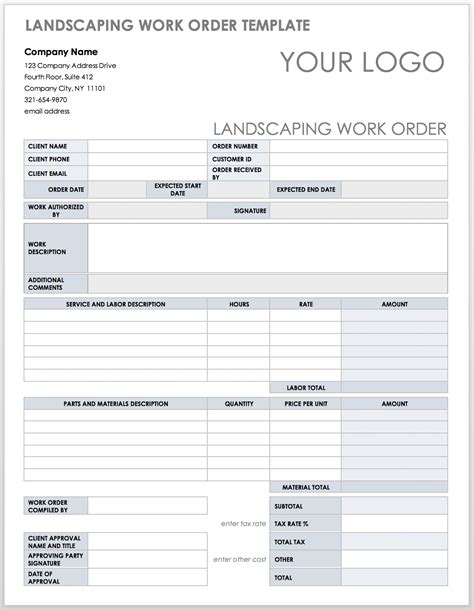 Browse Our Example of Landscaping Work Order Template Estimate