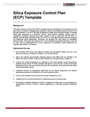 Browse Our Example of Silica Exposure Control Plan Template How to