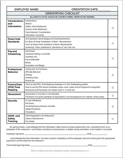 Browse Our Example of Uniform Checklist Template in 2020 New employee