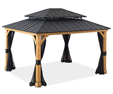 SummerCove Elmgrove 12 ft. x 14 ft. Solar Powered Hardtop Gazebo with LED Lighting & Bluetooth Sound. by Sunjoy (24) Rated 4 out of 5 stars.24 total votes. Add to Cart. 10' x 12' Hardtop Gazebo, Wooden Finish Coated Aluminum Frame Gazebo With Galvanized Steel Roof, Outdoor Metal Gazebos With Curtains And Netting For Patio, Backyard, Deck And …. 